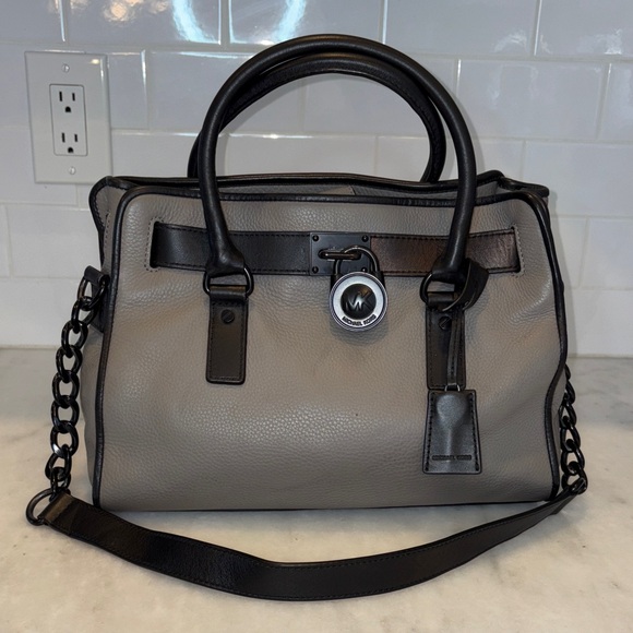 Michael Kors Hamilton French Binding Pebbled Leather Convertible Satchel - HTF - Picture 1 of 16
